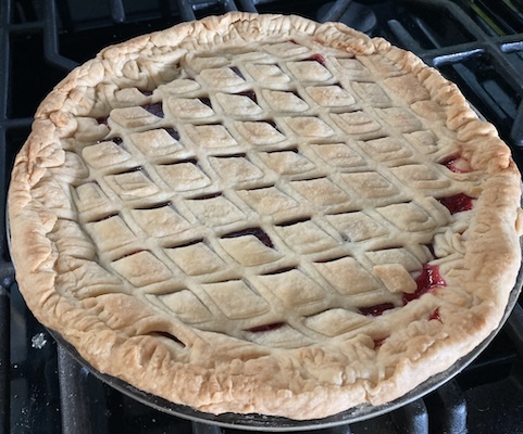 cranberry pie after baking